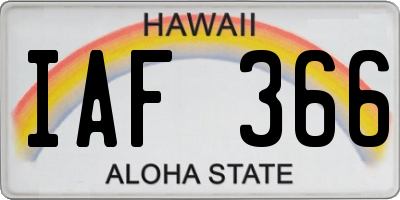 HI license plate IAF366