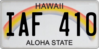 HI license plate IAF410