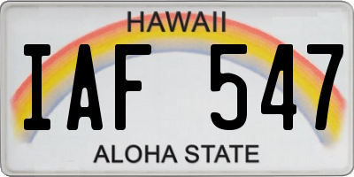 HI license plate IAF547