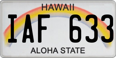 HI license plate IAF633