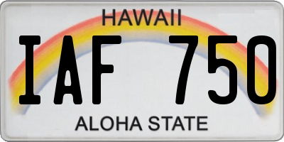 HI license plate IAF750