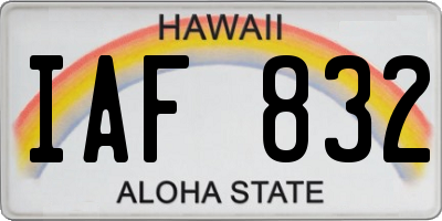 HI license plate IAF832