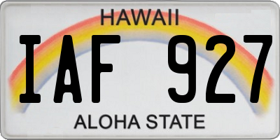 HI license plate IAF927