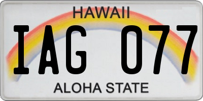 HI license plate IAG077