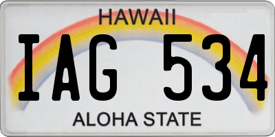 HI license plate IAG534