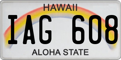 HI license plate IAG608