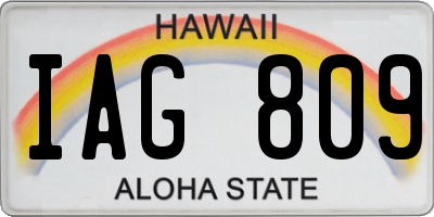 HI license plate IAG809