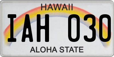HI license plate IAH030