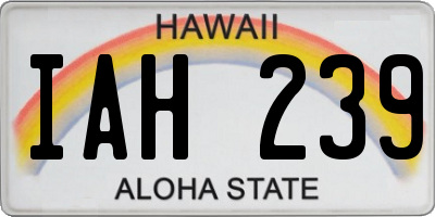 HI license plate IAH239