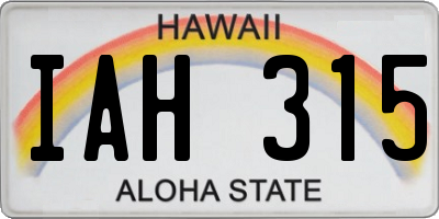 HI license plate IAH315