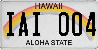 HI license plate IAI004