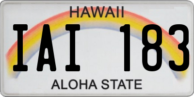 HI license plate IAI183
