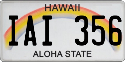 HI license plate IAI356