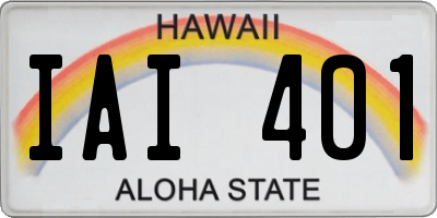 HI license plate IAI401
