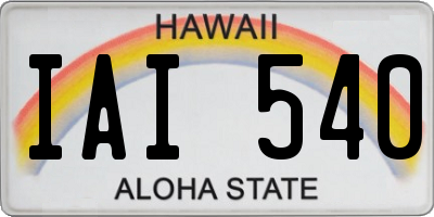 HI license plate IAI540