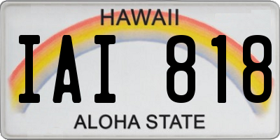 HI license plate IAI818