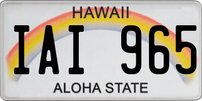 HI license plate IAI965