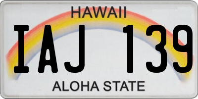 HI license plate IAJ139