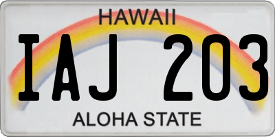 HI license plate IAJ203