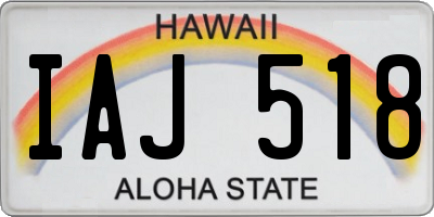 HI license plate IAJ518