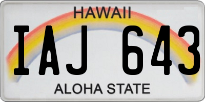 HI license plate IAJ643