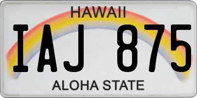 HI license plate IAJ875