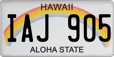 HI license plate IAJ905