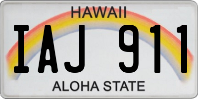 HI license plate IAJ911