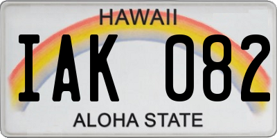 HI license plate IAK082
