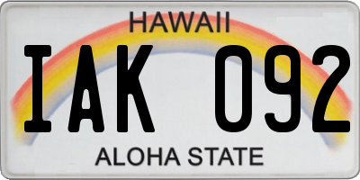 HI license plate IAK092