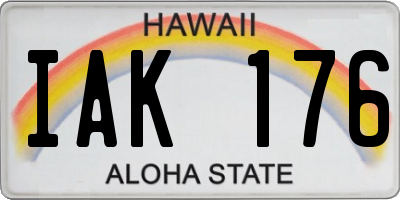 HI license plate IAK176