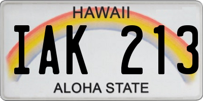 HI license plate IAK213