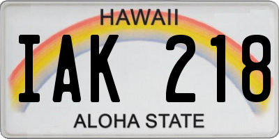 HI license plate IAK218