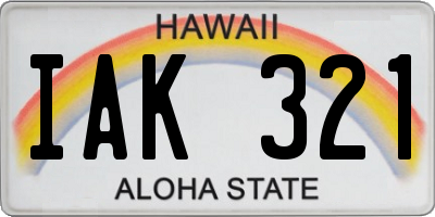HI license plate IAK321