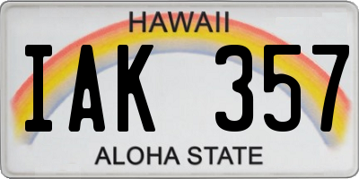 HI license plate IAK357
