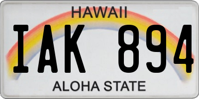 HI license plate IAK894