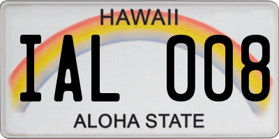 HI license plate IAL008