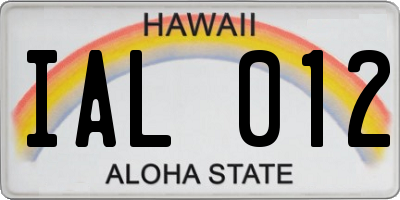 HI license plate IAL012