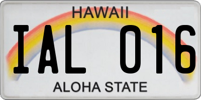 HI license plate IAL016