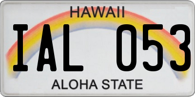 HI license plate IAL053