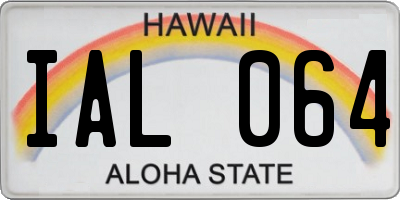 HI license plate IAL064