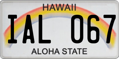 HI license plate IAL067