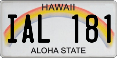 HI license plate IAL181