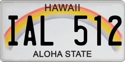 HI license plate IAL512