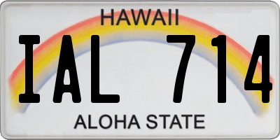HI license plate IAL714