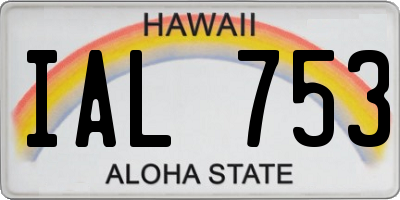 HI license plate IAL753