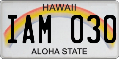 HI license plate IAM030