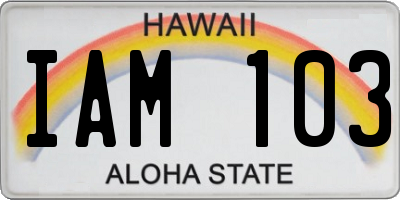HI license plate IAM103