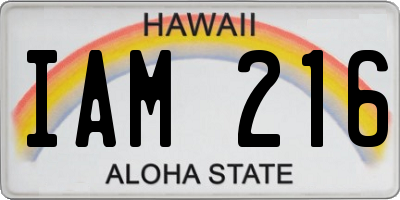 HI license plate IAM216