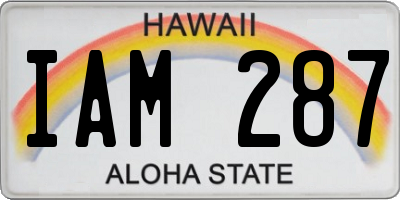 HI license plate IAM287